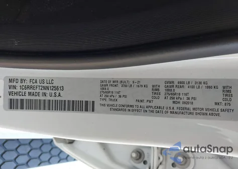 2022 Ram 1500 Big Horn/Lone Star из США, поврежденный, VIN 1C6RREFT2NN125613